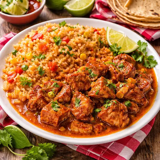 Asado de puerco con arroz a la mexicana (250gr.)