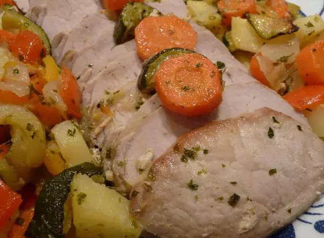 Lomo de cerdo con verduras al horno (250gr)